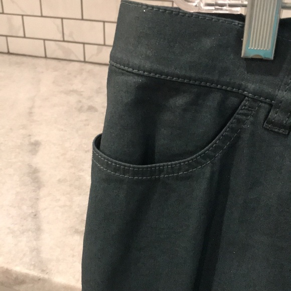 Lafayette 148 Pants Womens 16 Green Metallic Sheen Thompson Flat Front Jeans - Picture 2 of 9